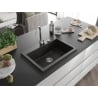 Mexen Elix Granitspüle 1-Becken 700 x 500 mm, schwarz/gold metallic, Siphon chrom - 6526701005-75