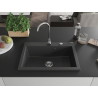Mexen Elix Granitspüle 1-Becken 700 x 500 mm, schwarz gesprenkelt, Chrom-Siphon - 6526701005-76