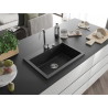 Mexen Elix Granitspüle 1-beckig 700 x 500 mm, schwarz, Siphon Chrom - 6526701005-77
