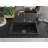 Mexen Elix Granitspüle 1-beckig 700 x 500 mm, schwarz, Siphon Chrom - 6526701005-77
