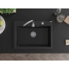 Mexen Elix Granitspüle 1-beckig 700 x 500 mm, schwarz, Siphon Chrom - 6526701005-77