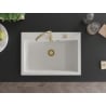 Mexen Elix Granitspüle 1-becken 700 x 500 mm, weiß, goldener Siphon - 6526701005-20-G