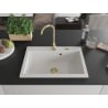 Mexen Elix Granitspüle 1-becken 700 x 500 mm, weiß, goldener Siphon - 6526701005-20-G