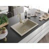 Mexen Elix Granitspüle 1-beckig 700 x 500 mm, beige, goldener Siphon - 6526701005-69-G
