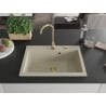 Mexen Elix Granitspüle 1-beckig 700 x 500 mm, beige, goldener Siphon - 6526701005-69-G