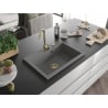 Mexen Elix Granitspüle 1-beckig 700 x 500 mm, grau, goldener Siphon - 6526701005-71-G