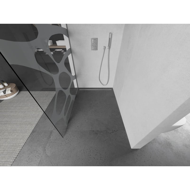 Mexen Kioto Duschwand Walk-in 110 x 200 cm, weiße Welle 8 mm, Chrom - 800-110-101-01-97