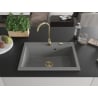 Mexen Elix Granitspüle 1-beckig 700 x 500 mm, grau, goldener Siphon - 6526701005-71-G
