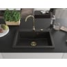 Mexen Elix Granitspüle 1-Becken 700 x 500 mm, schwarz/gold metallic, goldener Siphon - 6526701005-75-G