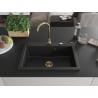 Mexen Elix Granitspüle mit einer Kammer 700 x 500 mm, schwarz, goldener Siphon - 6526701005-77-G