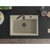 Mexen Elix Granitspüle 1-beckig 700 x 500 mm, beige, schwarzer Siphon - 6526701005-69-B