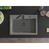 Mexen Elix Granitspüle 1-beckig 700 x 500 mm, Grau, schwarzer Siphon - 6526701005-71-B