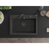 Mexen Elix Granitspüle, 1-beckig, 700 x 500 mm, schwarz gesprenkelt, schwarzer Siphon - 6526701005-76-B