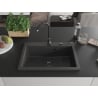 Mexen Elix Granitspüle, 1-beckig, 700 x 500 mm, schwarz gesprenkelt, schwarzer Siphon - 6526701005-76-B