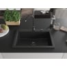 Mexen Elix Granitspüle, ein Becken, 700 x 500 mm, schwarz/silberner Metallic-Look, schwarzer Siphon - 6526701005-73-B
