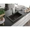 Mexen Elix Granitspüle 1-fach 700 x 500 mm, schwarz/gold metallic, schwarzer Siphon - 6526701005-75-B