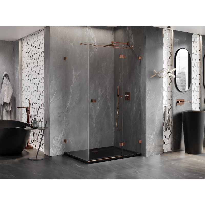 Mexen Lunar T Duschkabine Schwingtür rechts 135 x 80 cm, transparent, Roségold - 834T-135-080-60-00-P