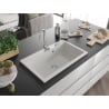 Mexen Elix Granitspüle 1-beckig 800 x 500 mm, weiß, Siphon Chrom - 6527801005-20