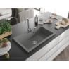 Mexen Elix Granitspüle 1-becken 800 x 500 mm, grau, Siphon chrom - 6527801005-71