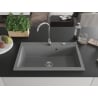 Mexen Elix Granitspüle 1-becken 800 x 500 mm, grau, Siphon chrom - 6527801005-71