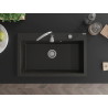 Mexen Elix Granitspüle 1-beckig 800 x 500 mm, schwarz/gold metallisch, Siphon Chrom - 6527801005-75