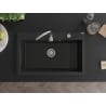 Mexen Elix Granitspüle 1-Becken 800 x 500 mm, schwarz, Siphon Chrom - 6527801005-77