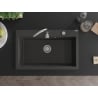 Mexen Elix Granitspüle 1-becken 800 x 500 mm, schwarz gesprenkelt, Chromsiphon - 6527801005-76