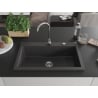Mexen Elix Granitspüle 1-becken 800 x 500 mm, schwarz gesprenkelt, Chromsiphon - 6527801005-76