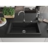 Mexen Elix Granitspüle 1-Becken 800 x 500 mm, schwarz/silber metallic, Chrom Siphon - 6527801005-73