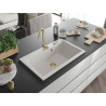 Mexen Elix Granitspüle 1-becken 800 x 500 mm, weiß, goldener Siphon - 6527801005-20-G