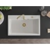 Mexen Elix Granitspüle 1-becken 800 x 500 mm, weiß, goldener Siphon - 6527801005-20-G