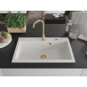 Mexen Elix Granitspüle 1-becken 800 x 500 mm, weiß, goldener Siphon - 6527801005-20-G