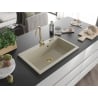 Mexen Elix Granitspüle 1-becken 800 x 500 mm, beige, Siphon gold - 6527801005-69-G