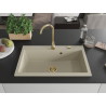 Mexen Elix Granitspüle 1-becken 800 x 500 mm, beige, Siphon gold - 6527801005-69-G