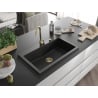 Mexen Elix Granitspüle 1-Kammer 800 x 500 mm, schwarz, Siphon gold - 6527801005-77-G