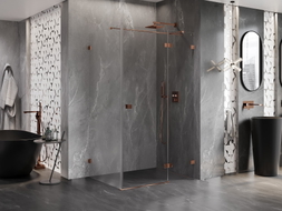 Mexen Lunar T Duschkabine, rechts öffnend, 120 x 90 cm, transparent, Roségold - 834T-120-090-60-00-P