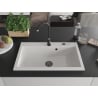 Mexen Elix Granitspüle 1-becken 800 x 500 mm, weiß, schwarzer Siphon - 6527801005-20-B