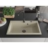 Mexen Elix Granitspüle 1-Becken 800 x 500 mm, beige, schwarzer Siphon - 6527801005-69-B