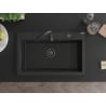 Mexen Elix Granitspüle 1-beckig 800 x 500 mm, schwarz/silber metallic, schwarzer Siphon - 6527801005-73-B