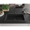 Mexen Elix Granitspüle 1-beckig 800 x 500 mm, schwarz/silber metallic, schwarzer Siphon - 6527801005-73-B
