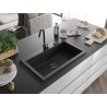 Mexen Elix granitspüle 1-becken 800 x 500 mm, schwarz, schwarze syphon - 6527801005-77-B