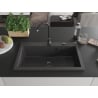 Mexen Elix Granitspüle 1-Becken 800 x 500 mm, Schwarz gesprenkelt, Schwarzer Siphon - 6527801005-76-B