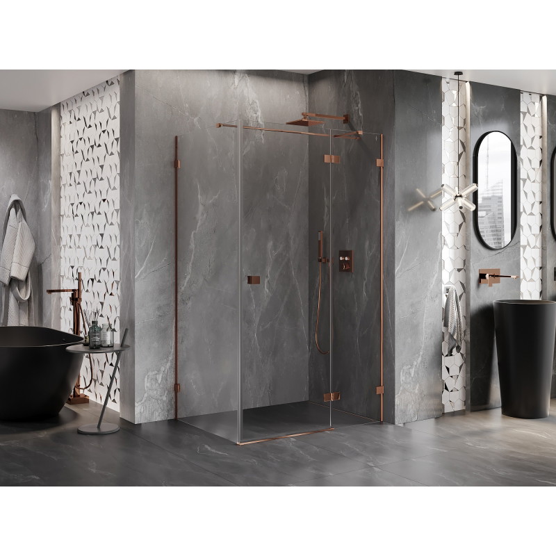 Mexen Lunar T Duschkabine mit rechter Pendeltür 125 x 100 cm, transparent, Roségold - 834T-125-100-60-00-P