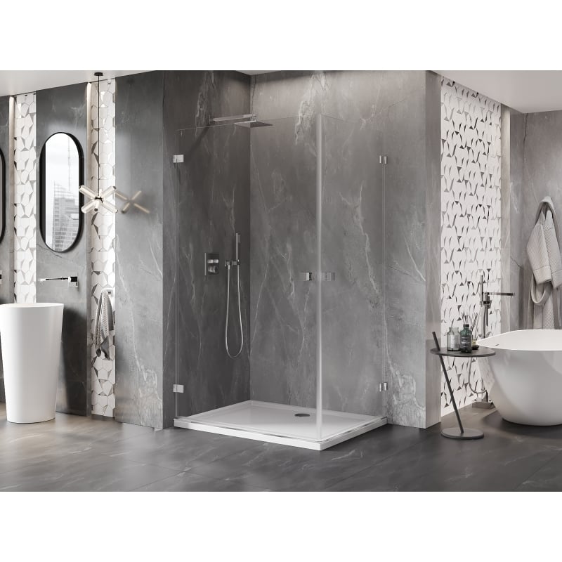 Mexen Lunar-B Duo Duschkabine schwenkbar 80 x 70 cm, transparent, Chrom - 832-080L-070P-01-00