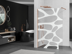 Mexen Kioto Duschwand Walk-in 140 x 200 cm, weiße Welle 8 mm, Roségold - 800-140-101-60-97