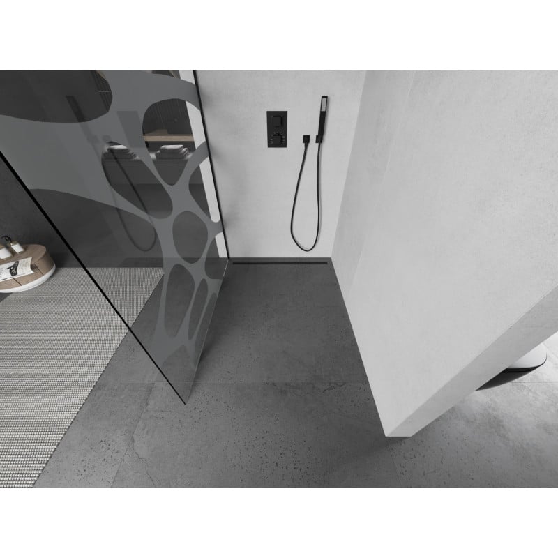 Mexen Kioto Duschwand Walk-in 80 x 200 cm, weiße Welle 8 mm, schwarz - 800-080-101-70-97