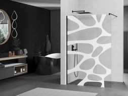 Mexen Kioto Duschwand Walk-in 110 x 200 cm, weiße Welle 8 mm, schwarz - 800-110-101-70-97