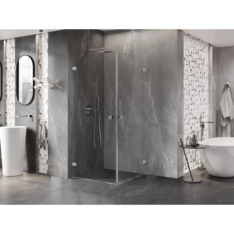 Mexen Lunar-B Duo Duschkabine schwenkbar 75 x 75 cm, transparent, Chrom - 832-075L-075P-01-00