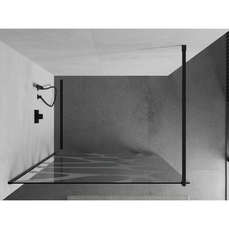 Mexen Kioto Duschwand Walk-in 140 x 200 cm, weiße Welle 8 mm, schwarz - 800-140-101-70-97