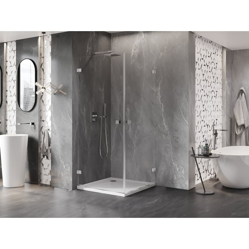 Mexen Lunar-B Duo Duschkabine schwenkbar 100 x 100 cm, transparent, Chrom - 832-100L-100P-01-00